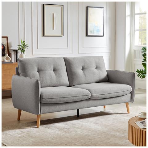 Divano Scandinavo A 2 Posti Chloé Tessuto Grigio Chiaro - Foto 1