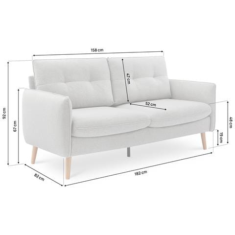 Divano Scandinavo A 2 Posti Chloé Tessuto Grigio Chiaro - Foto 8