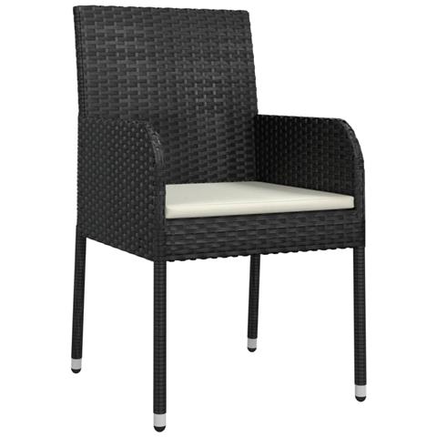 Set da Pranzo da Giardino 5 pz Nero con Cuscini in Polyrattan - Foto 2