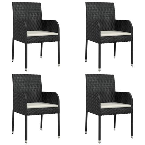 Set da Pranzo da Giardino 5 pz Nero con Cuscini in Polyrattan - Foto 10