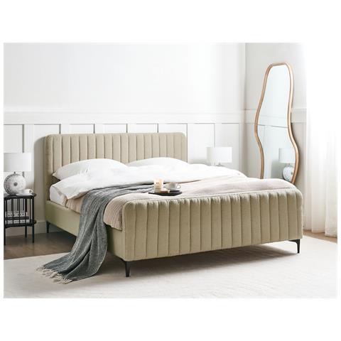 Letto Bouclé Lunan 160 X 200 Cm Beige - Foto 1