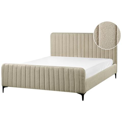 Letto Bouclé Lunan 160 X 200 Cm Beige - Foto 2