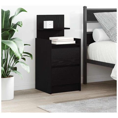 Comodini con 2 Cassetti 2 pz Rovere Nero 38x34x80 cm - Foto 1