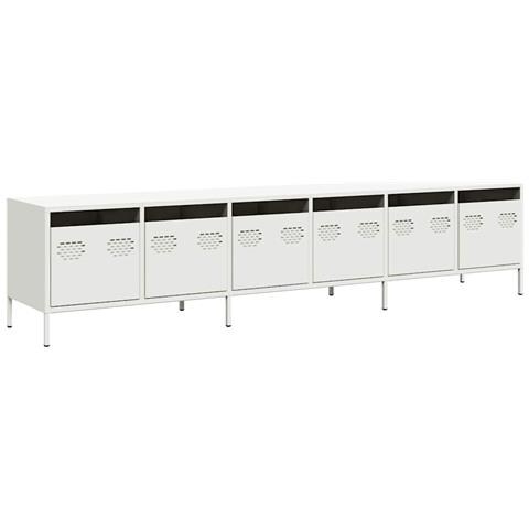 Mobile Tv Bianco 202x39x43,5 Cm In Acciaio Laminato A Freddo - Foto 2