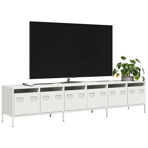 Mobile Tv Bianco 202x39x43,5 Cm In Acciaio Laminato A Freddo - Foto 1