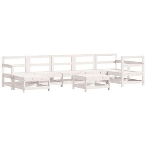 Set Salotto Da Giardino 8 Pz In Legno Massello Di Pino Bianco - Foto 2
