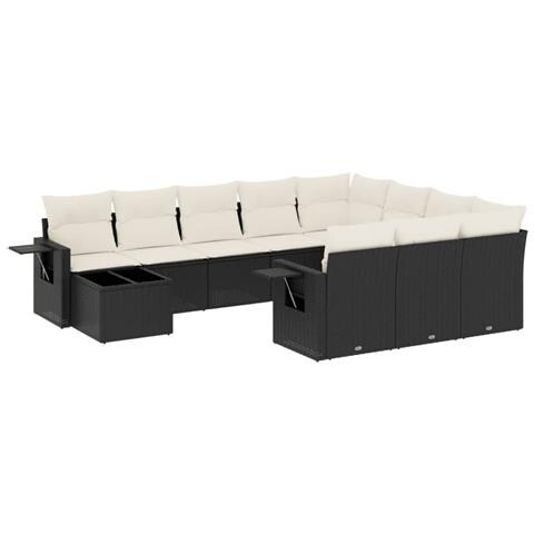 Set Divani Da Giardino 11 Pz Con Cuscini In Polyrattan Nero - Foto 2