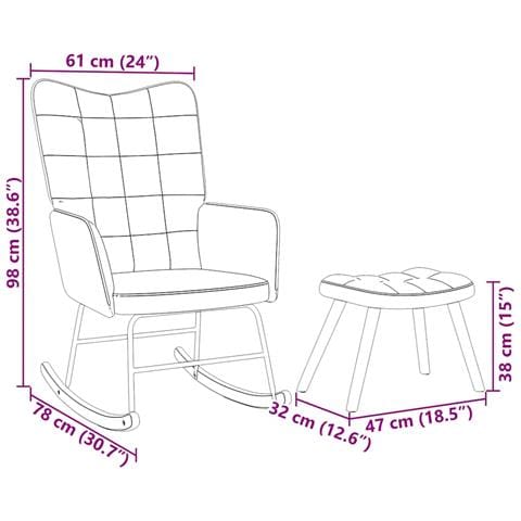 Poltrona a Dondolo con Poggiapiedi Marrone in Velluto - Foto 10