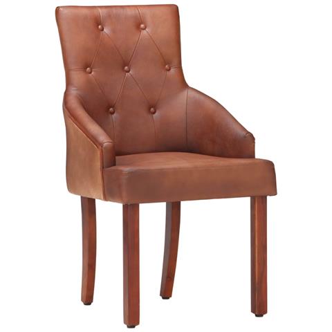 Lusso Casadino -  Sedie Da Pranzo 4 Pz Marroni In Vera Pelle Di Capra - Foto 1