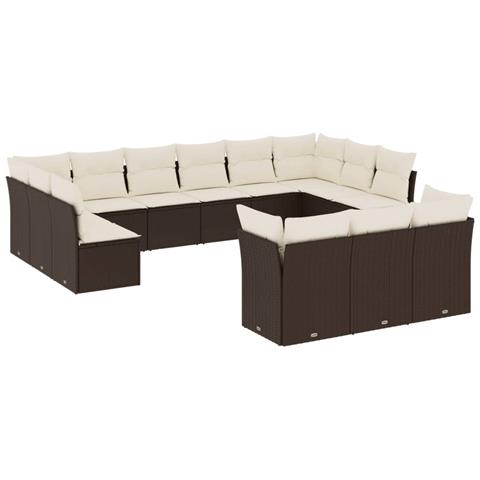 Lusso Casadino -  Set Divani Da Giardino 13 Pz Con Cuscini Marrone In Polyrattan - Foto 1