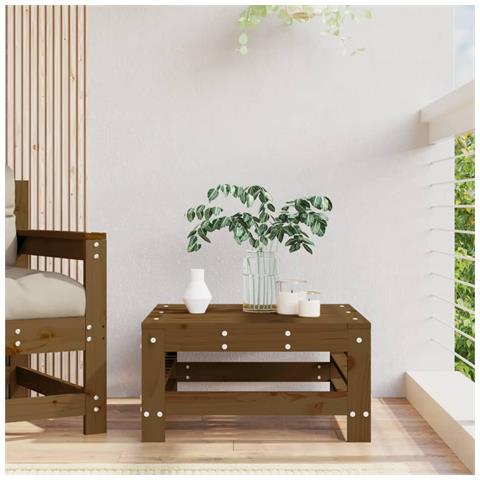 Poggiapiedi Da Giardino Marrone Ambra In Legno Massello Di Pino - Foto 7