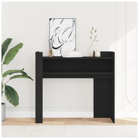 Tavolino Consolle Nero 100x35x90 Cm In Legno Multistrato - Foto 2