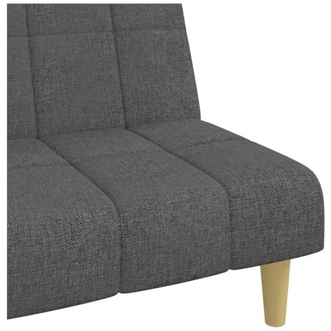 Divano Letto a 2 Posti Grigio Scuro in Tessuto - Foto 9