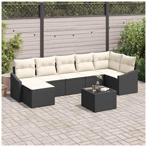 Set Divano da Giardino con Cuscini 7 Pezzi in Rattan Poliestere Marrone - Foto 2