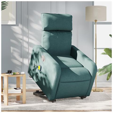 Poltrona Alzapersona Massaggiante Elettrica Verde Scuro Tessuto - Foto 2