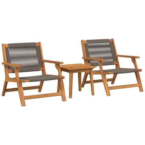 Sedie da Giardino con Tavolo 3 pcs Grigio Legno Massello di Acacia - Foto 1