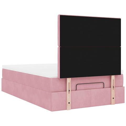 Struttura Letto Pouf con Materasso Rosa 120x200 cm Velluto - Foto 9