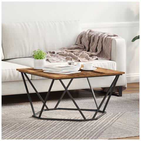 Tavolino da caffè in legno antico 80x80x45 cm Legno ingegnerizzato - Foto 2