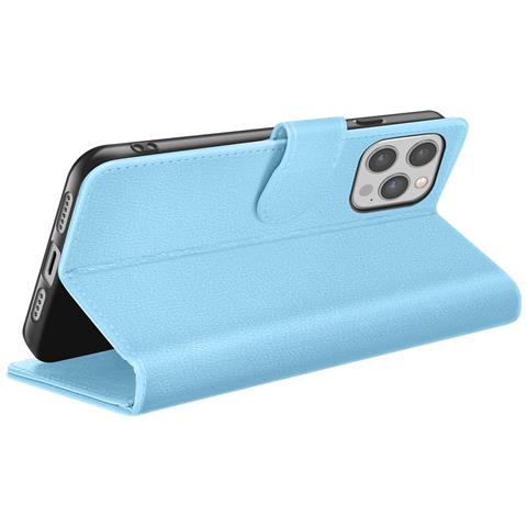 Custodia A Portafoglio Per Iphone 12 Pro Max Con Supporto E Linguetta Magnetica, Azzurro - Foto 5