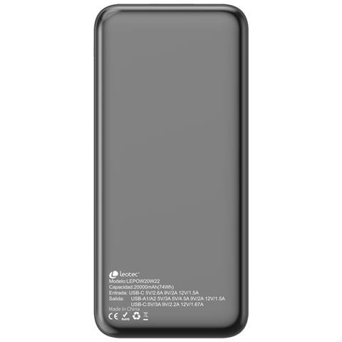 LEPOW20W22K batteria portatile Polimeri di litio (LiPo) 20000 mAh Nero - Foto 8