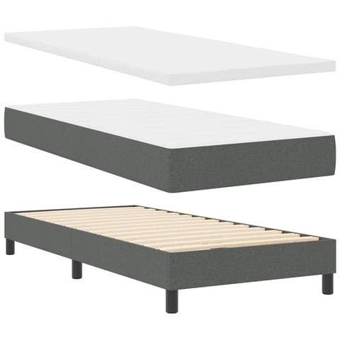 Letto box spring con materasso Grigio scuro 80 x 200 cm Tessuto - Foto 1