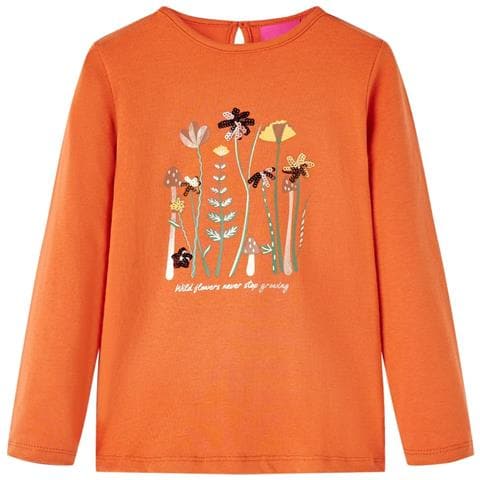 Maglietta da Bambina a Maniche Lunghe Arancione Bruciato 104 - Foto 1