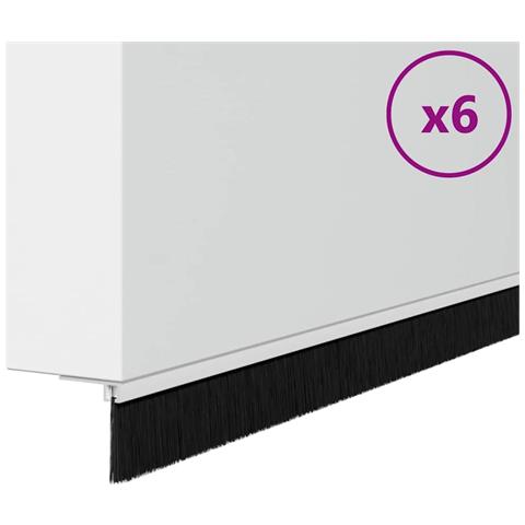 Spazzole per porte a vite 6 pcs Bianco 100 cm Lega di alluminio - Foto 1