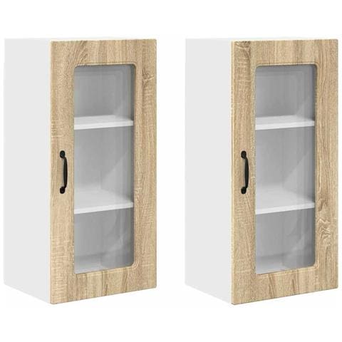 Pensile cucina con porta 2 pcs Rovere Sonoma 40 x 31 x 80 cm - Foto 1