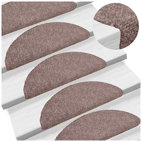 Tappetini per scale autoadesivi 20 pz 65x21x4 cm Marrone Chiaro semicircolari grandi - Foto 2