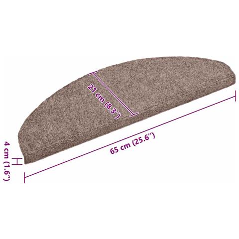 Tappetini per scale autoadesivi 20 pz 65x21x4 cm Marrone Chiaro semicircolari grandi - Foto 8