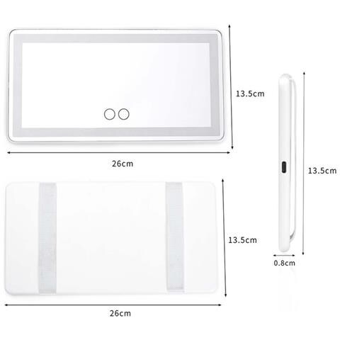 Specchietto Cosmetico Per Auto A Led Bianco - Specchietto Per Trucco Con Visiera Parasole Alimentato Tramite Usb Type-c - Foto 2