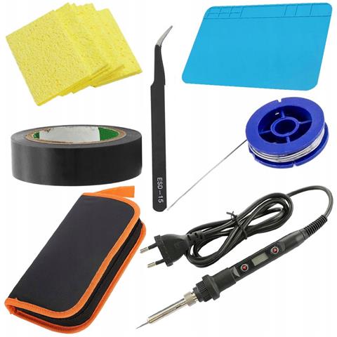 Set Di Saldatura Con Stazione 80w, Display, Mata 20x30, Cavo 0,8mm, Pinzetta, Nastro Isolante, Astuccio - Precisione E Qualità - Foto 1