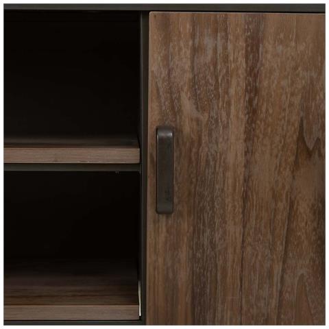 Mobile Basso In Legno E Metallo Nero 150x42x58h Cm - Foto 8
