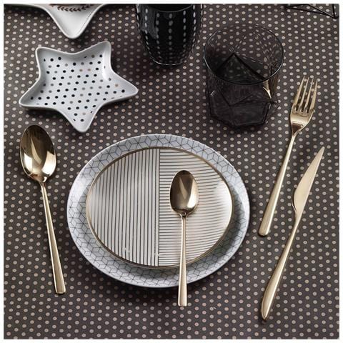 Florence sunshine Set 24 posate oro acciaio inox 18/10 - Servizio per 6 Persone - forchetta, coltello, cucchiaio e cucchiaino - Design moderno ed elegante per tavole raffinate - Foto 2