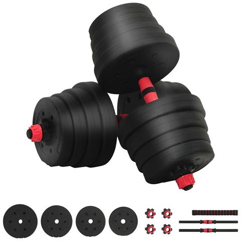 Set Manubri e Bilanciere 2-in-1 30kg Nero e Rosso - Foto 1