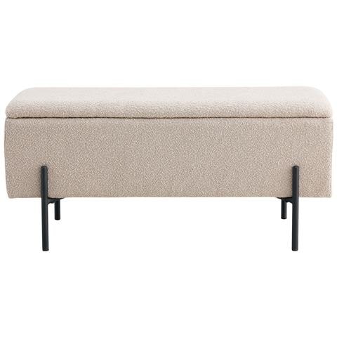 Panchetta Watford Con Contenitore In Bouclé Beige, 95 Cm - Foto 1