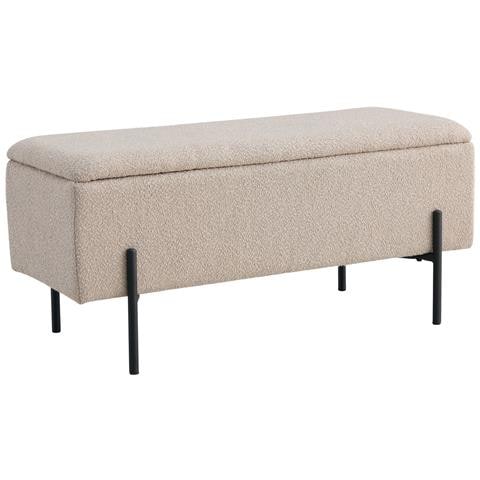 Panchetta Watford Con Contenitore In Bouclé Beige, 95 Cm - Foto 2
