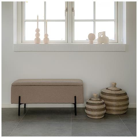 Panchetta Watford Con Contenitore In Bouclé Beige, 95 Cm - Foto 4