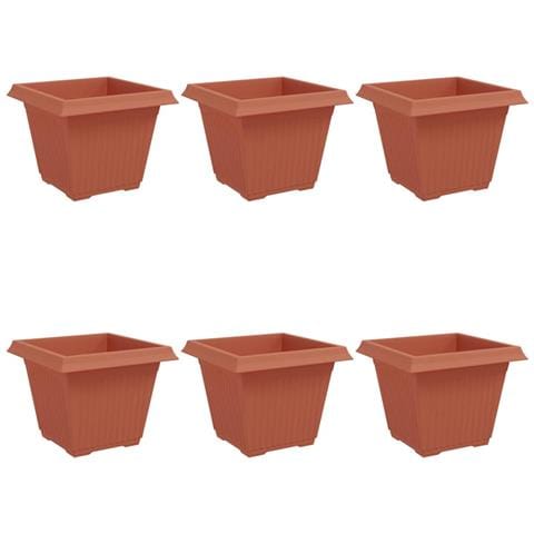 Vaso quadrato per fiori 6 pcs Rosso Mattone 43 x 43 x 33,5 cm - Foto 1