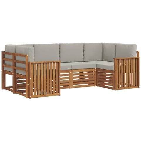 Set divani con cuscino 6 pcs Grigio Naturale e Chiaro - Foto 1
