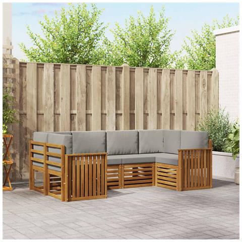 Set divani con cuscino 6 pcs Grigio Naturale e Chiaro - Foto 2