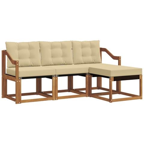 Set di divani da esterno con cuscino 4 pcs Naturale e Beige - Foto 1