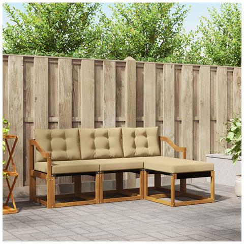 Set di divani da esterno con cuscino 4 pcs Naturale e Beige - Foto 2