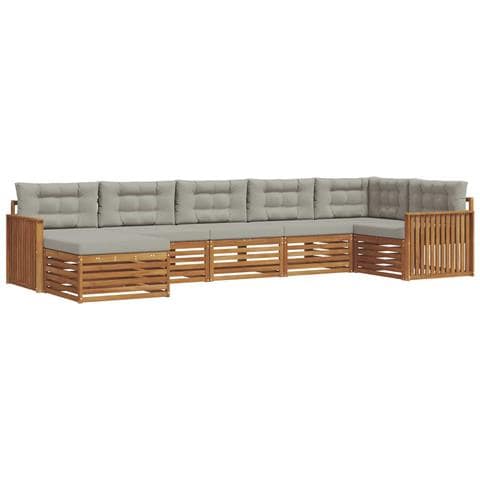 Set divani con cuscino 7 pcs Grigio Naturale e Chiaro - Foto 1
