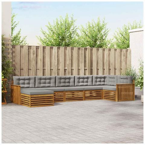 Set divani con cuscino 7 pcs Grigio Naturale e Chiaro - Foto 2
