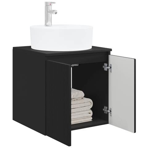 Mobile Lavabo da Parete Nero 49,5 x 44,5 x 65 cm - Foto 2