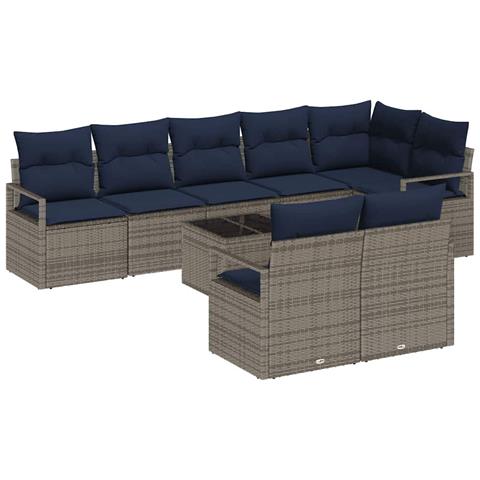 Set di divani 9 pcs Grigio polyrattan - Foto 1