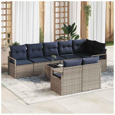 Set di divani 9 pcs Grigio polyrattan - Foto 2