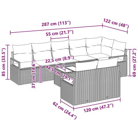 Set di divani 9 pcs Grigio polyrattan - Foto 9