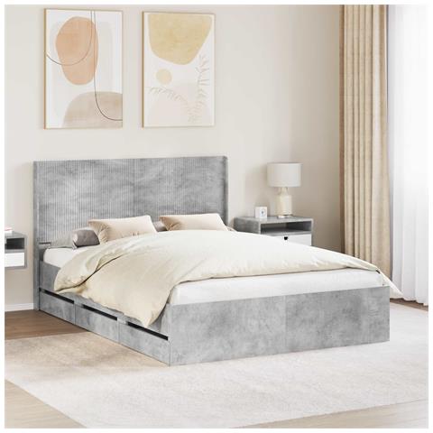 Struttura del letto con stoccaggio e testata Grigio Cemento - Foto 2